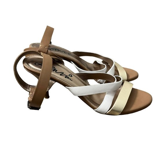 Lanvin White Gold Strappy Leather Sandal Heels Size 7.5 - Picture 4 of 8